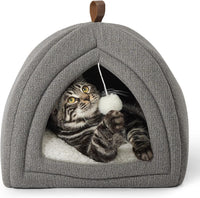 Bedsure 2in1 Cat Beds for Indoor Cats Cave for Kitten with Washable - M(16x16x16) / Grey