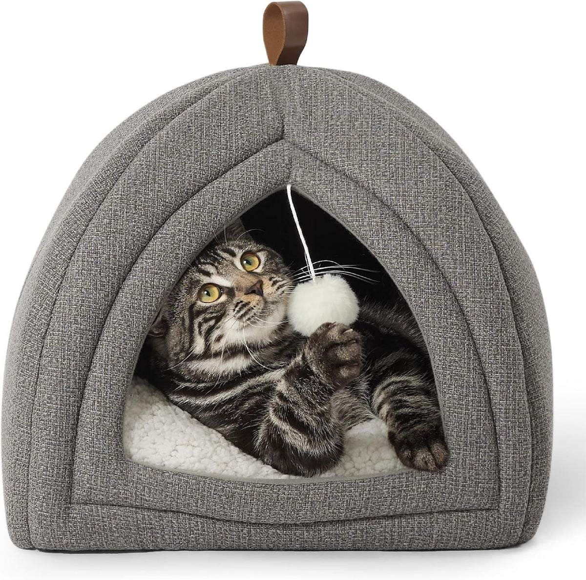 Bedsure 2in1 Cat Beds for Indoor Cats Cave for Kitten with Washable - M(16x16x16) / Grey