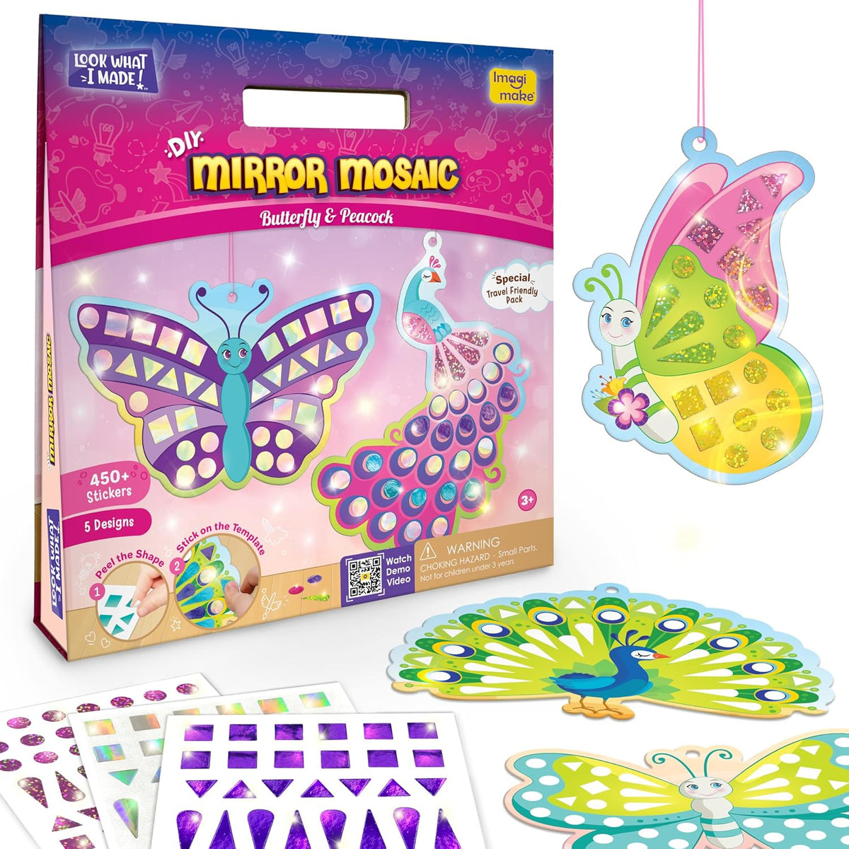 Imagimake Mirror Mosaic, Princess & Unicorn, 10 Templates - 2. Butterfly & Peacock