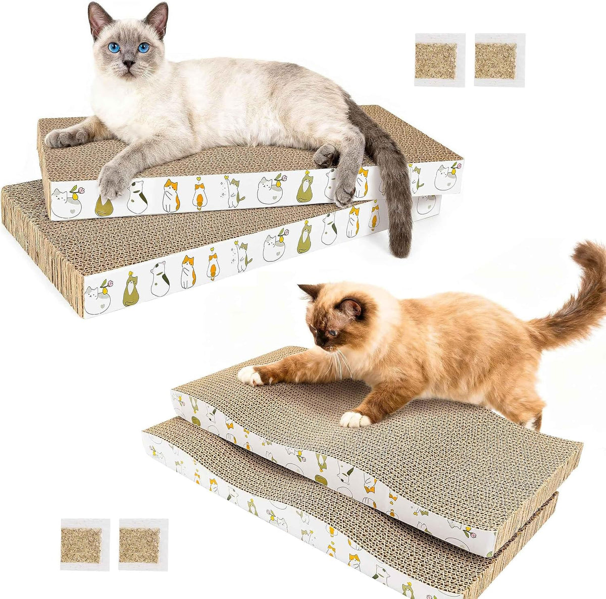 PatiencET Cat Scratch Pad with Box - Mix - 4 Pack