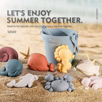 MarcZero 11Pcs Silicone Beach Toys, Bucket & Sand Toys - Blue - image 4