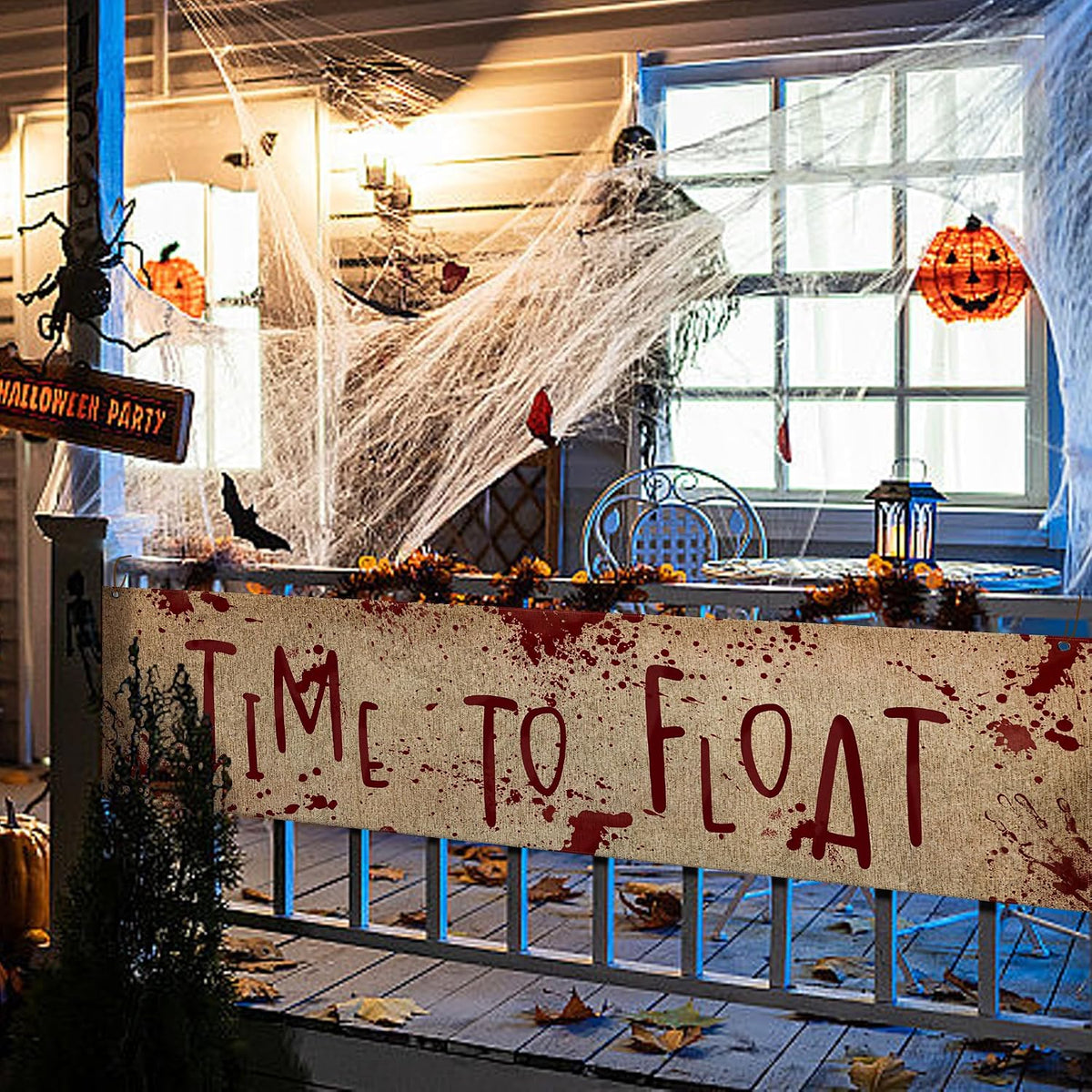 Watayo 71 x 20 inch bloody Halloween banner reading Time To Float - view 4