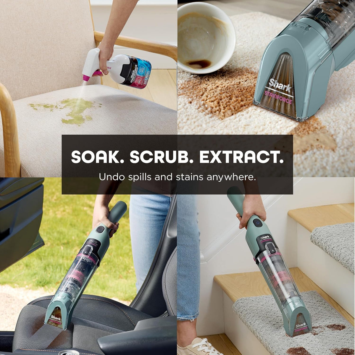 Shark StainForce Cordless Stain, Odor & Urine Remover, 2 Tools - Sage Green - image 2