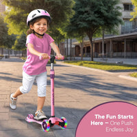 Dribbl 3-Wheel Kids Scooter, Lean-to-Steer Technology - Purple & Pink - image 2