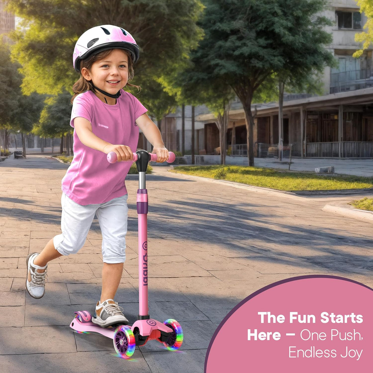 Dribbl 3-Wheel Kids Scooter, Lean-to-Steer Technology - Purple & Pink - image 2