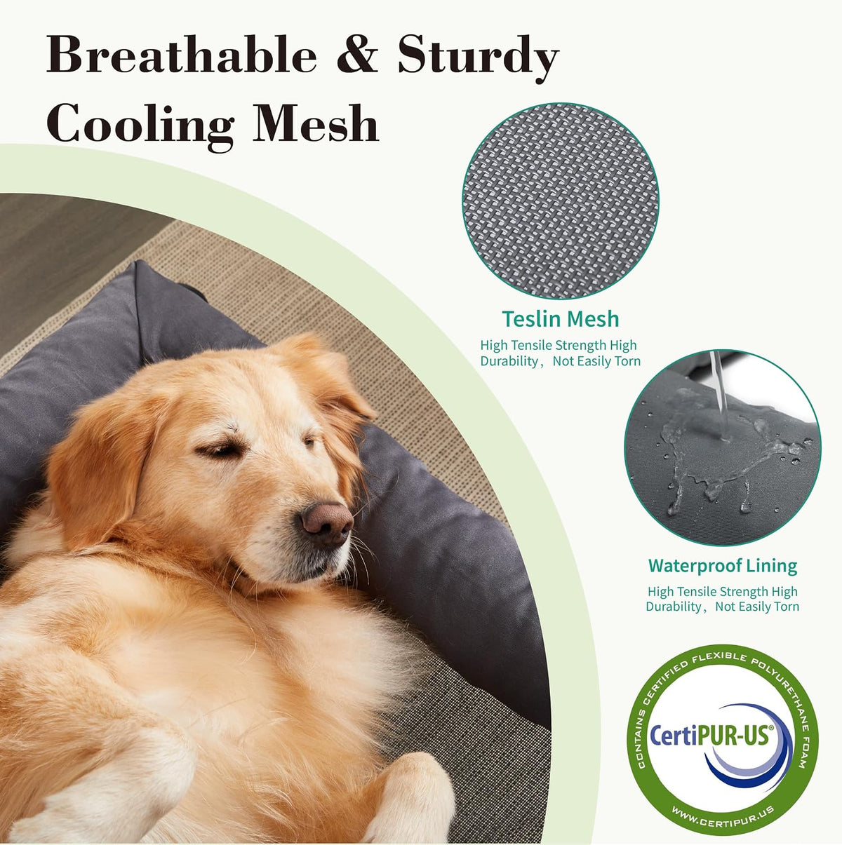 TJSOULER Cooling Elevated Dog Bed with Pillows - XL(48.5x35.5x8)Inches / Deep Grey - image 3