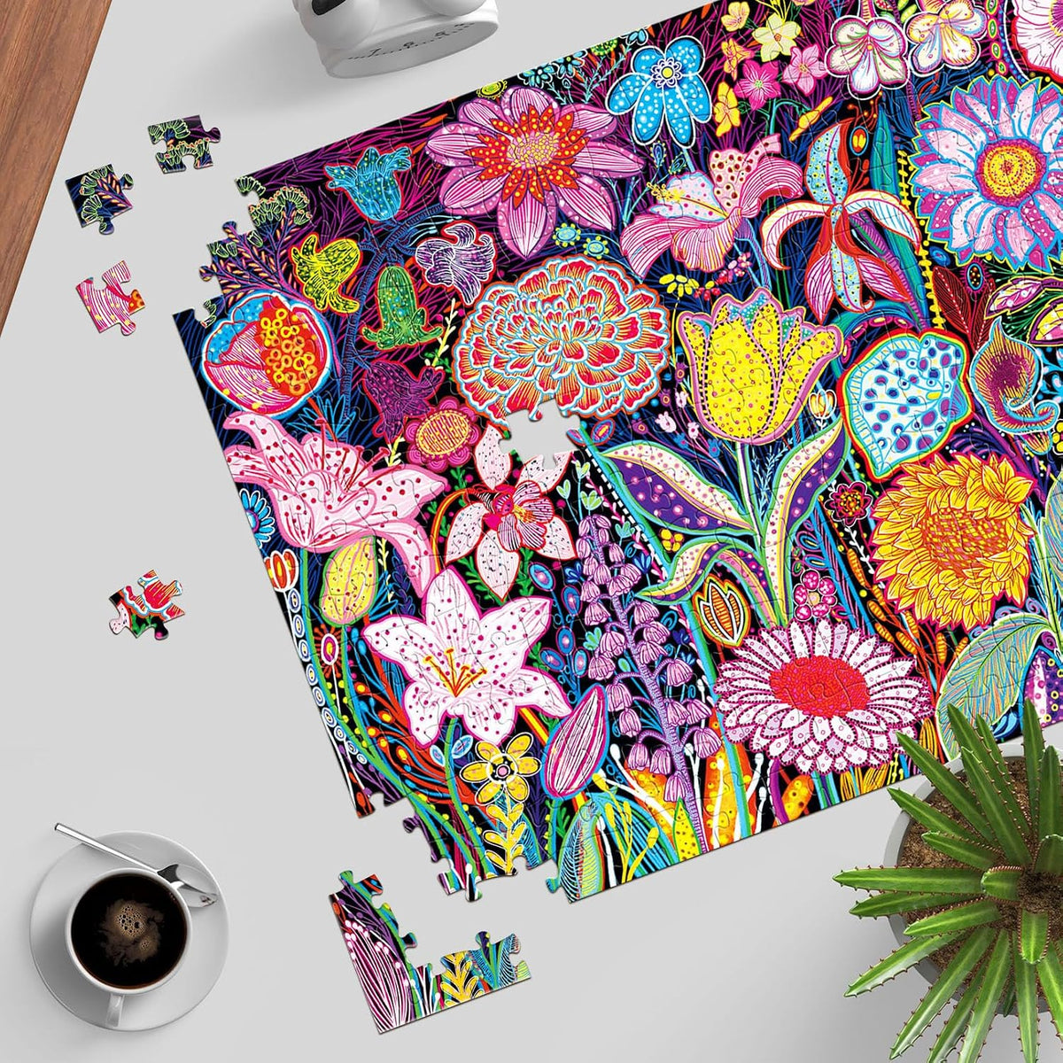 1000 Piece Puzzles for Adults, Premium Magic Book Jigsaw Puzzle – Fun for Kids & Family - Floral Flower - image 4