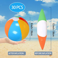 30 Pack Beach Balls Bulk, Inflatable Pool Beach Toys for Summer – Fun for Kids & Family - 12" Rainbow - image 2