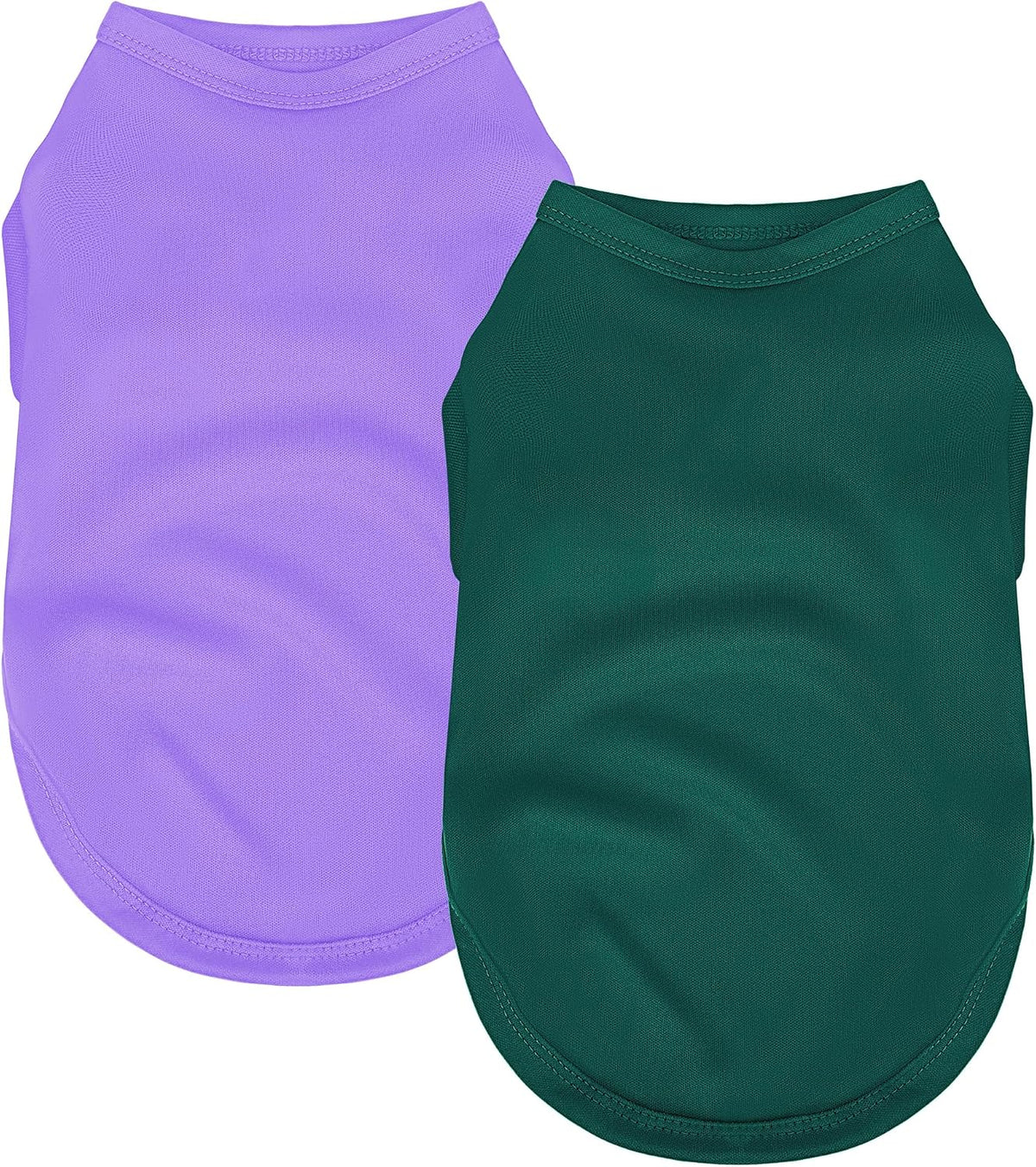 2 Pack Solid Color Dog Shirts, Lightweight, Quick Dry - Green,Purple / L (18'' Chest)