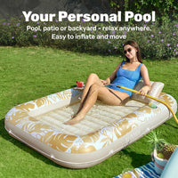 SLOOSH Inflatable Tanning Pool Lounger Float - Golden White / Large - image 3