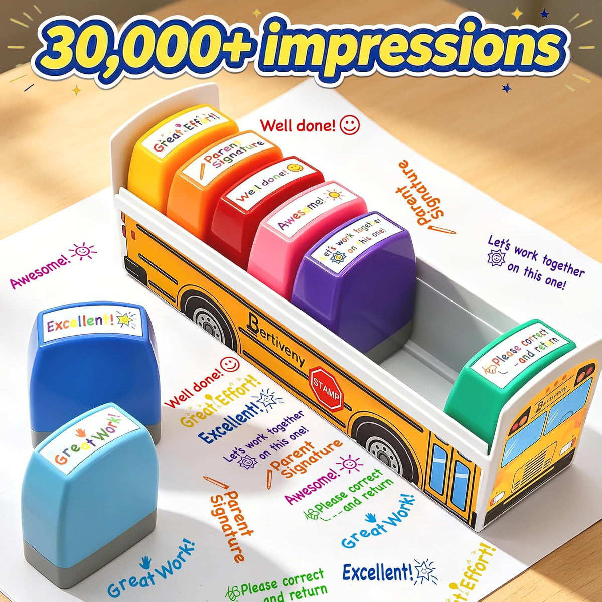 Teacher Stamps for Grading Classroom - School Bus Stamp - image 2