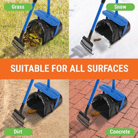 Dog Pooper Scooper with Bag Attachment, 40" Long Handle Pooper Scooper for Large Dogs, Dog Poop Scoop for Yard, Large Capacity Swivel Bin and Rake, Lavender Scented Bags (Blue)