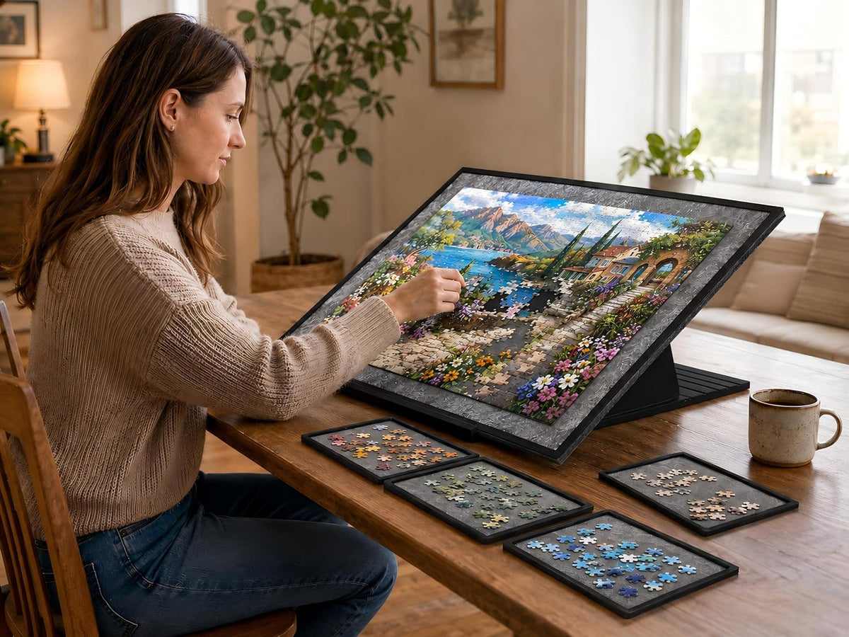 Yunihome puzzle board for 1000 pieces with 4 sorting trays and protective cover - view 34