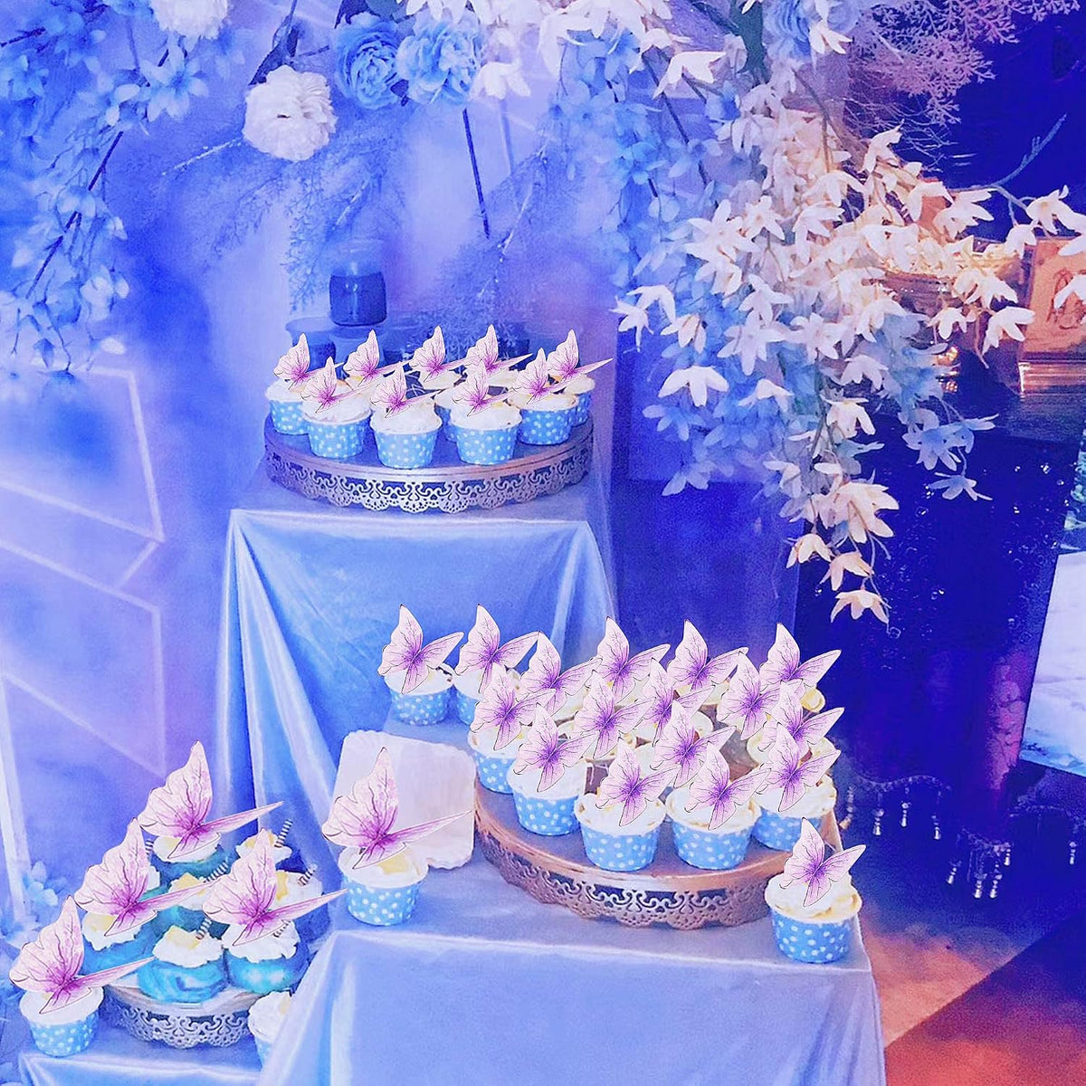 30Pcs 2D Waterproof Swallowtail Butterfly Cake Topper Transparent - Not Edible / Purple Mixed - image 2