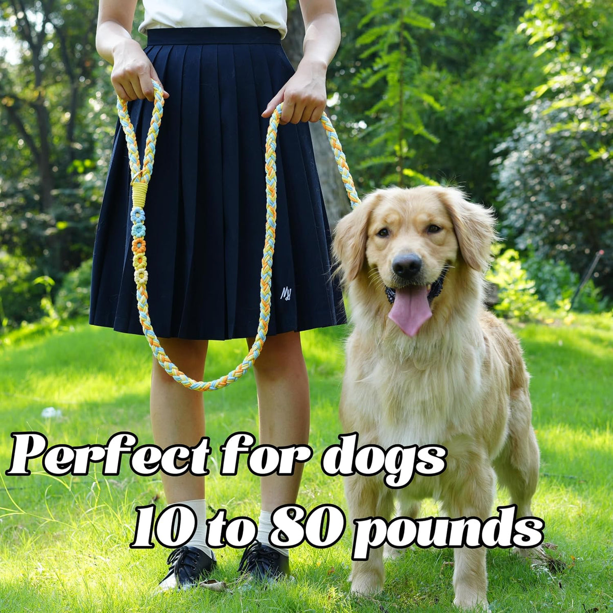 5FT Braided Cotton Rope Leash for Small, Medium and Large Dogs - Sunshine Breeze - image 2