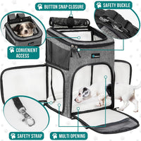 PetAmi Dog Backpack Carrier - Heather Gray / 12.5"L x 12.0"W x 16.5"H - image 3