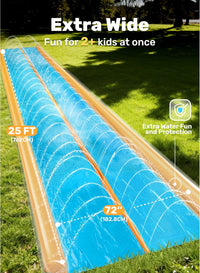 Sloosh double lane water slide, 25 x 6 ft lawn slide with sprinkler and two boards - view 2