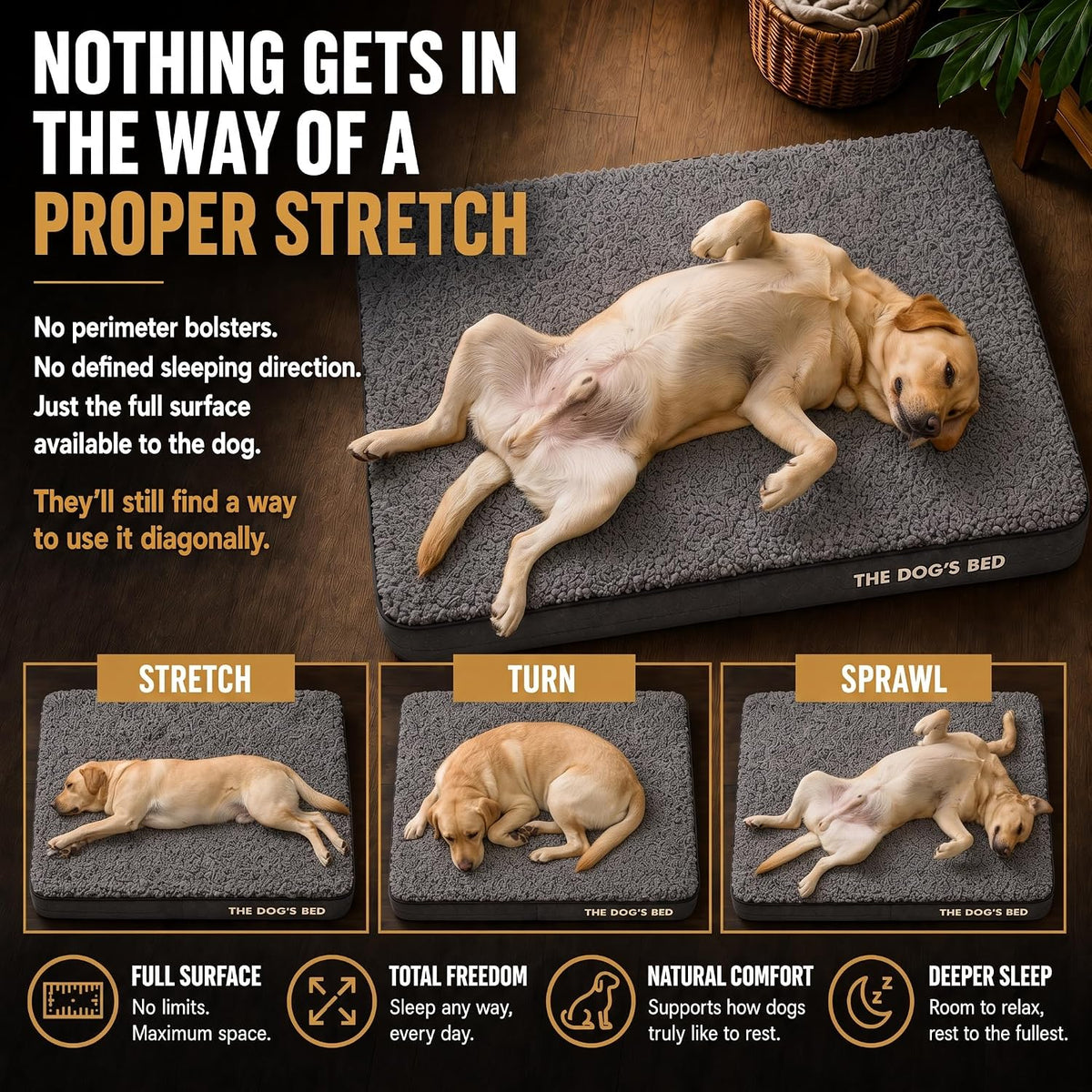 The Dog’s Bed Orthopedic Memory Foam Dog Bed - Grey Plush / Large Beds (6" deep) - image 3