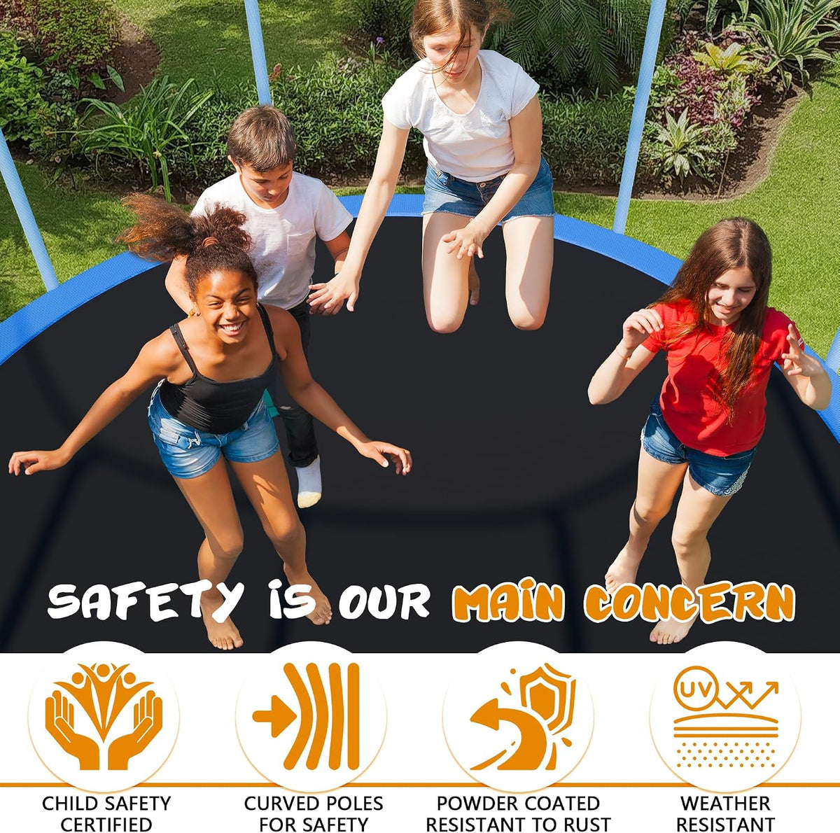 ALTLER 12 FT outdoor trampoline with safety enclosure and ladder - view 5