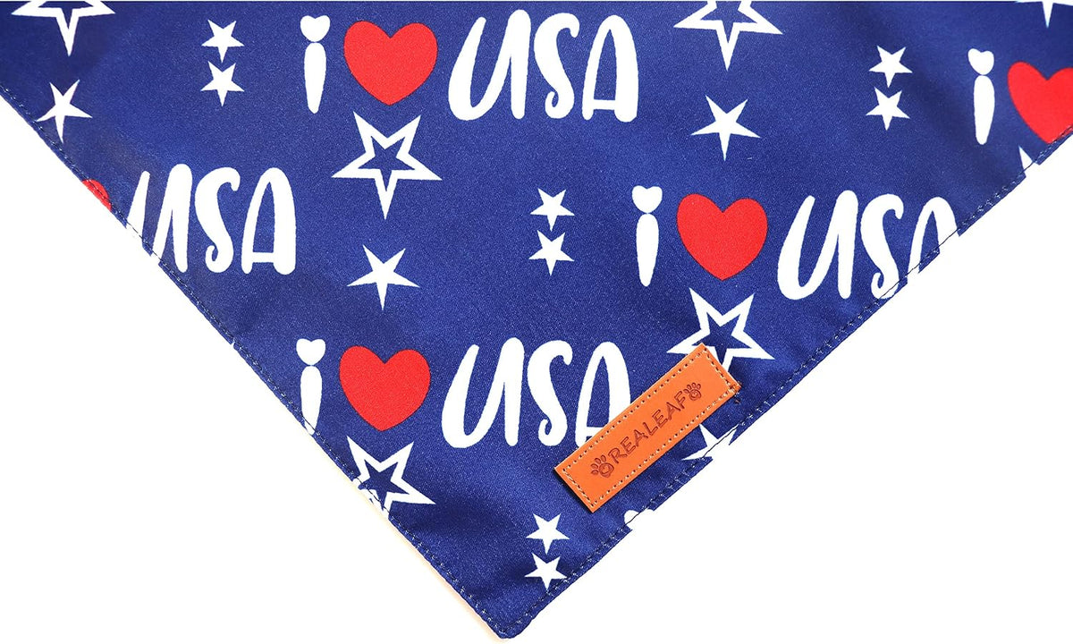 Fall Dog Bandanas 2 Pack, Orange Plaid Pet Scarf for Boy and Girl, Premium Durable Fabric, Holiday - American Flag / Small - image 4