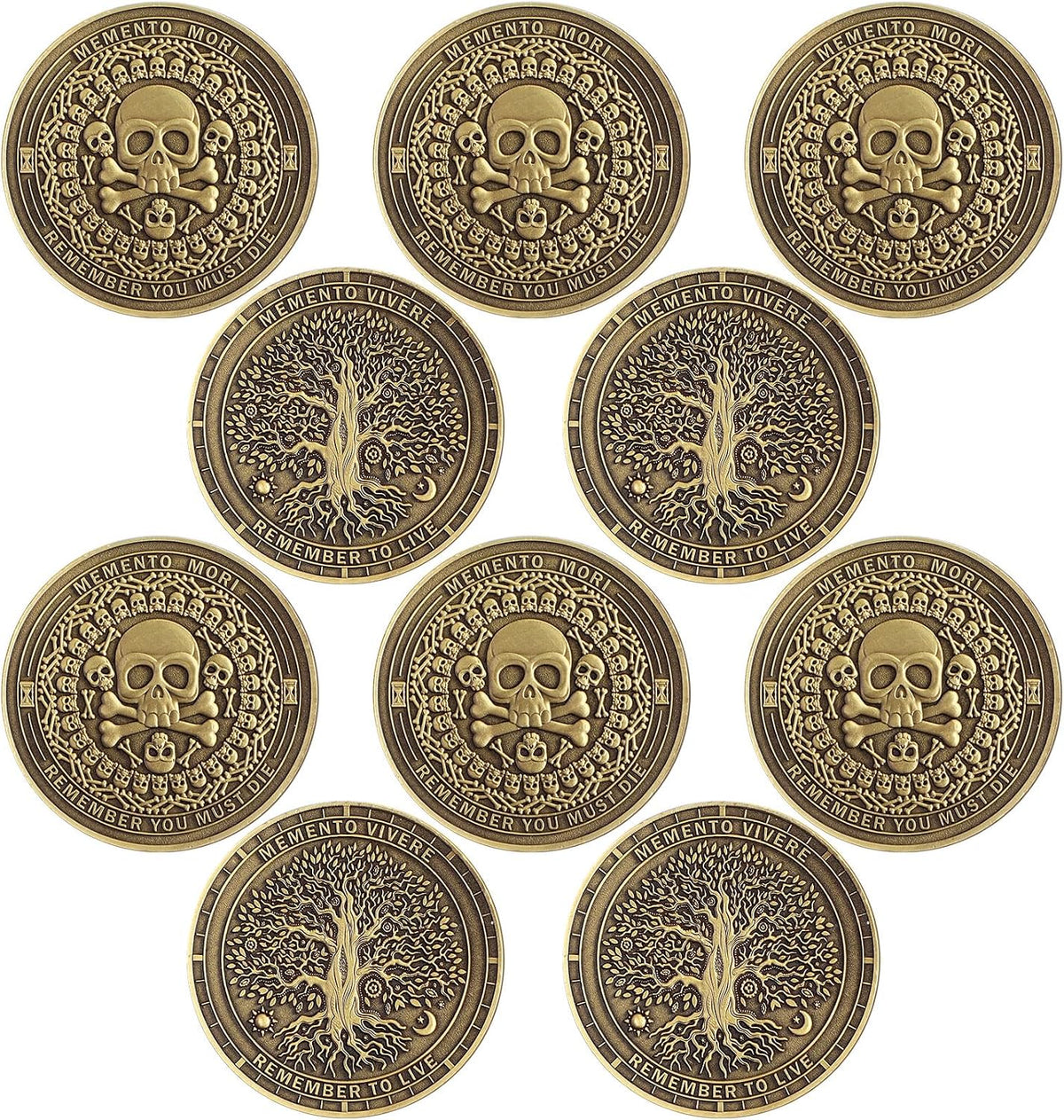 Misdary memento mori challenge coins in classic style copper finish with medallion box - view 3