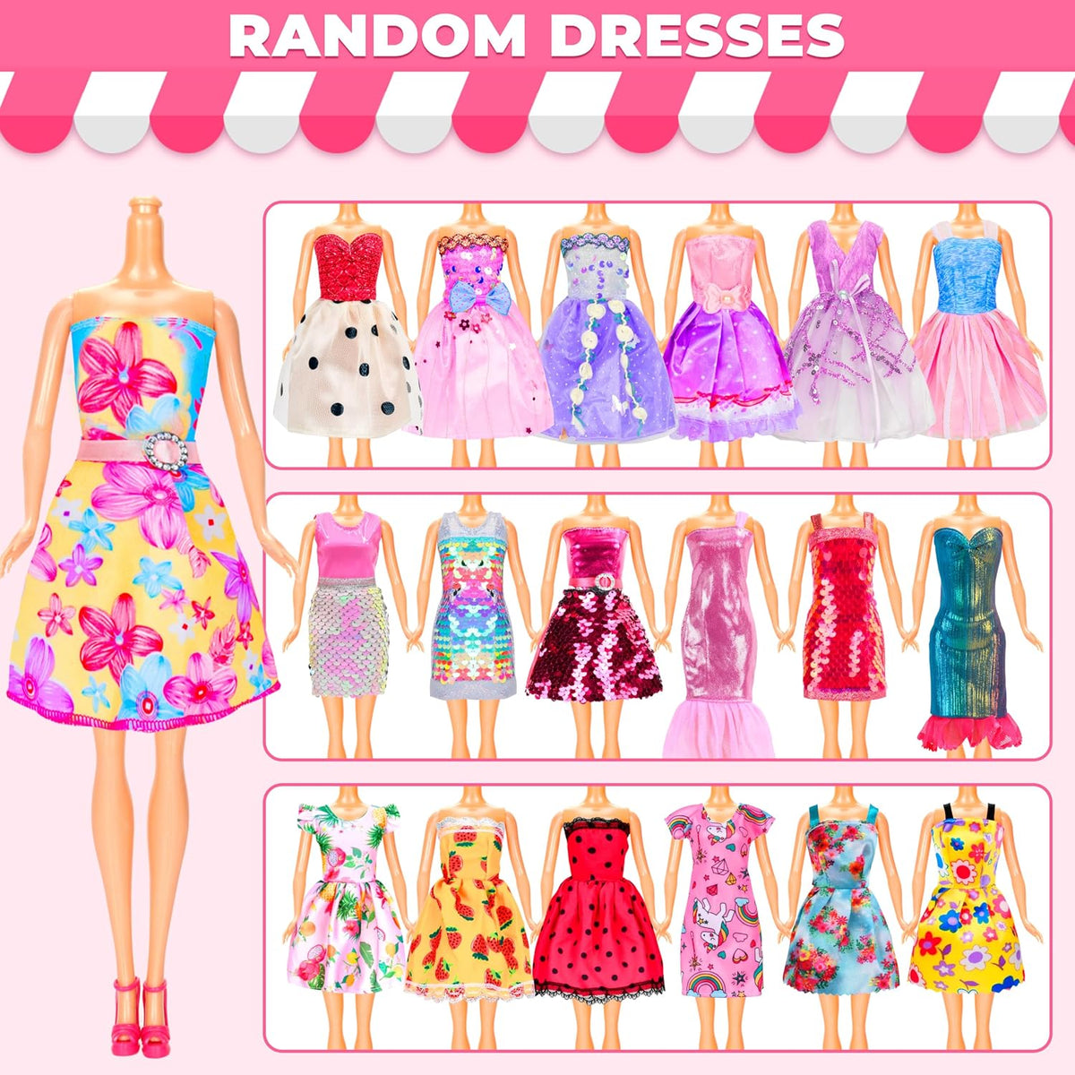 195 Pcs Doll Clothes and Accessories Kit, Include Princess Gowns - image 4