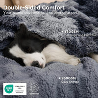 Bedsure Waterproof Dog Blankets for Large Dogs, Fluffy Faux Fur - Tie-dye Grey / XL(50x60") - image 4