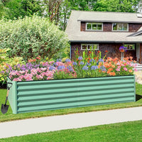 Domi Raised Garden Beds Outdoor, 6x3x1.5Ft Thickening Tall Metal Rectangular Deep Root Box Planter for Vegetables, Flowers, Herbs, and Succulents 1.5" Deep w/ 192 Gallon Capacity - Green