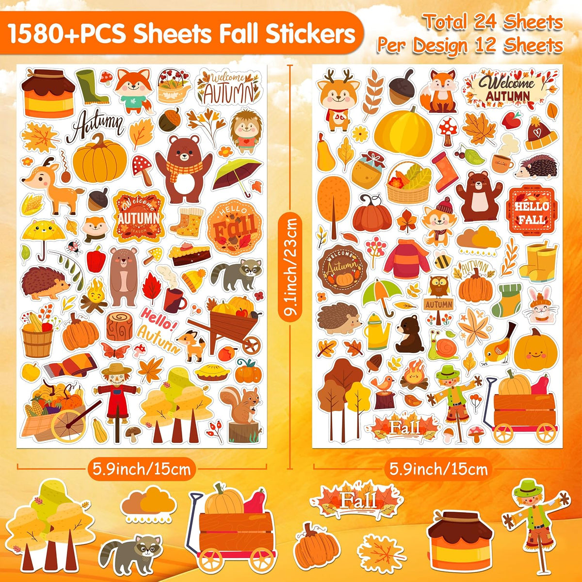 LINAYE 24 Sheets Happy Birthday Stickers, 730 Counts - Fall 24 Sheets - image 2