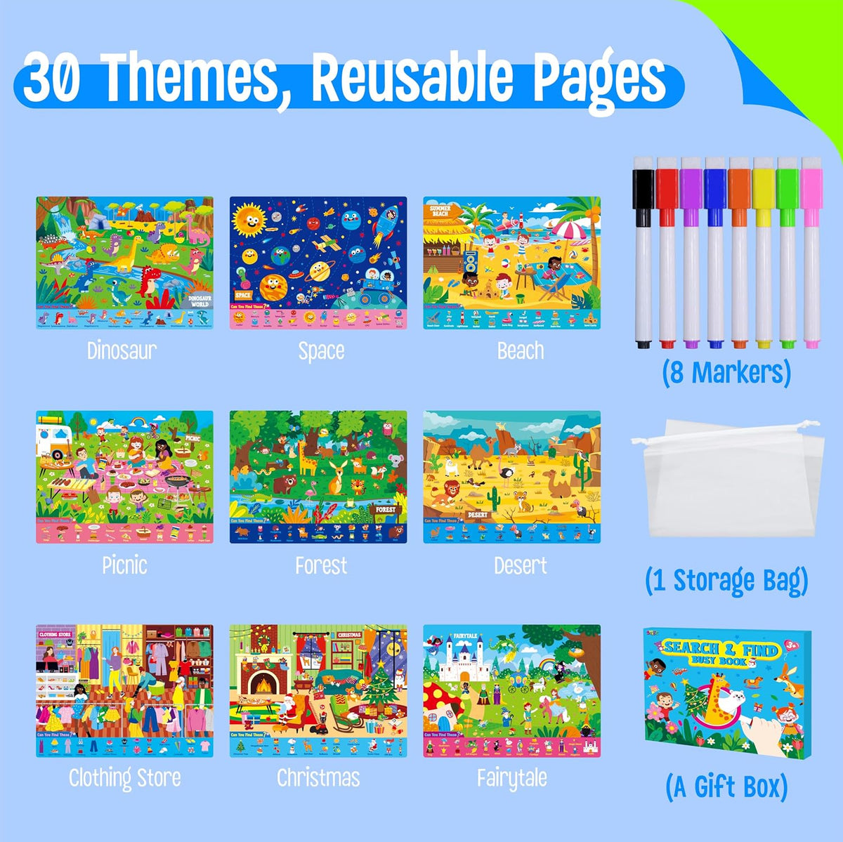 SpriteGru search and find book for kids with dry erase markers and storage bag - view 23