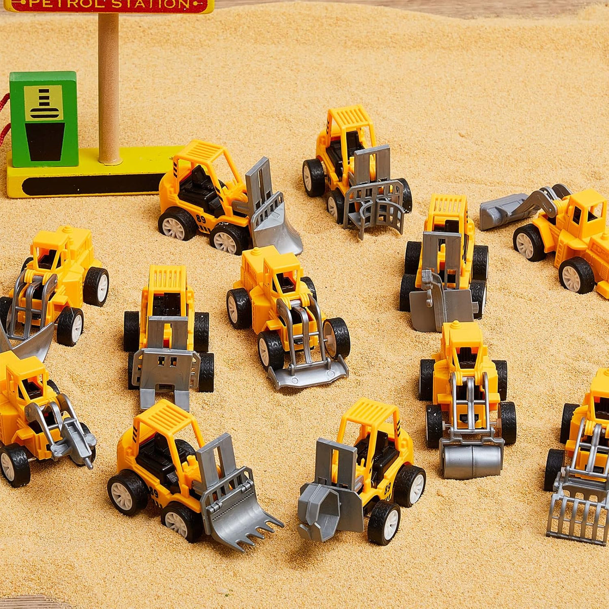 Sosation 72-piece mini construction party favor trucks with cranes, forklifts and excavators - view 16