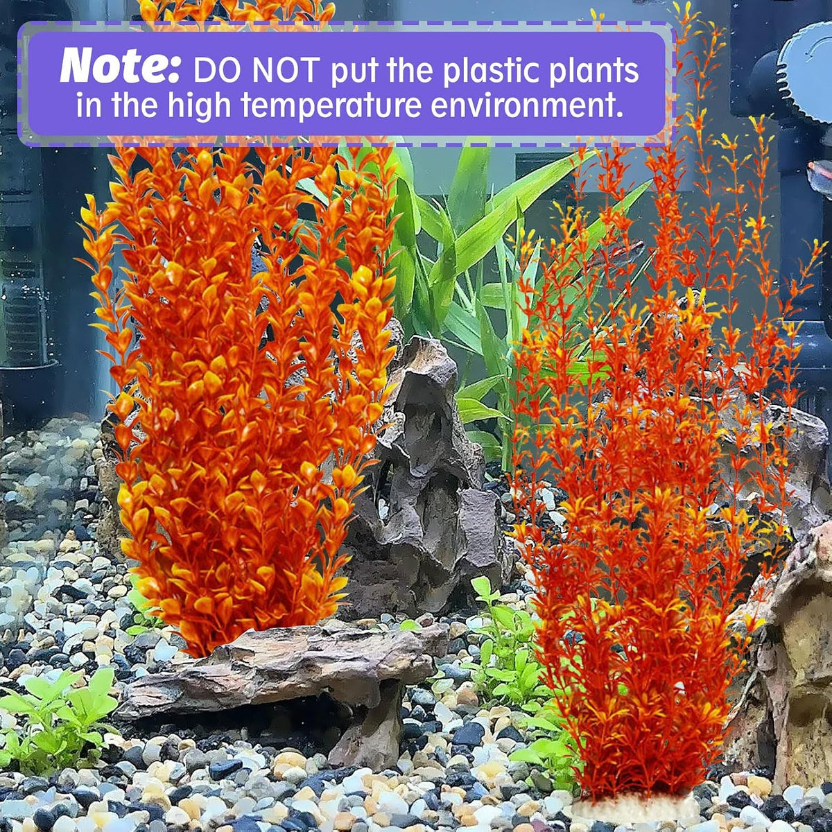 23" Tall Aquarium Plastic Plants - Orange（style A） - image 4
