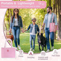 Kritter Planet Waterproof Foldable Dog Bed Pad for Camping & Travel, Portable Roll-Up Dog Bed Car Seat Pet Cushion Mat with Handles for Medium & Large Dogs, Indoor & Outdoor Use