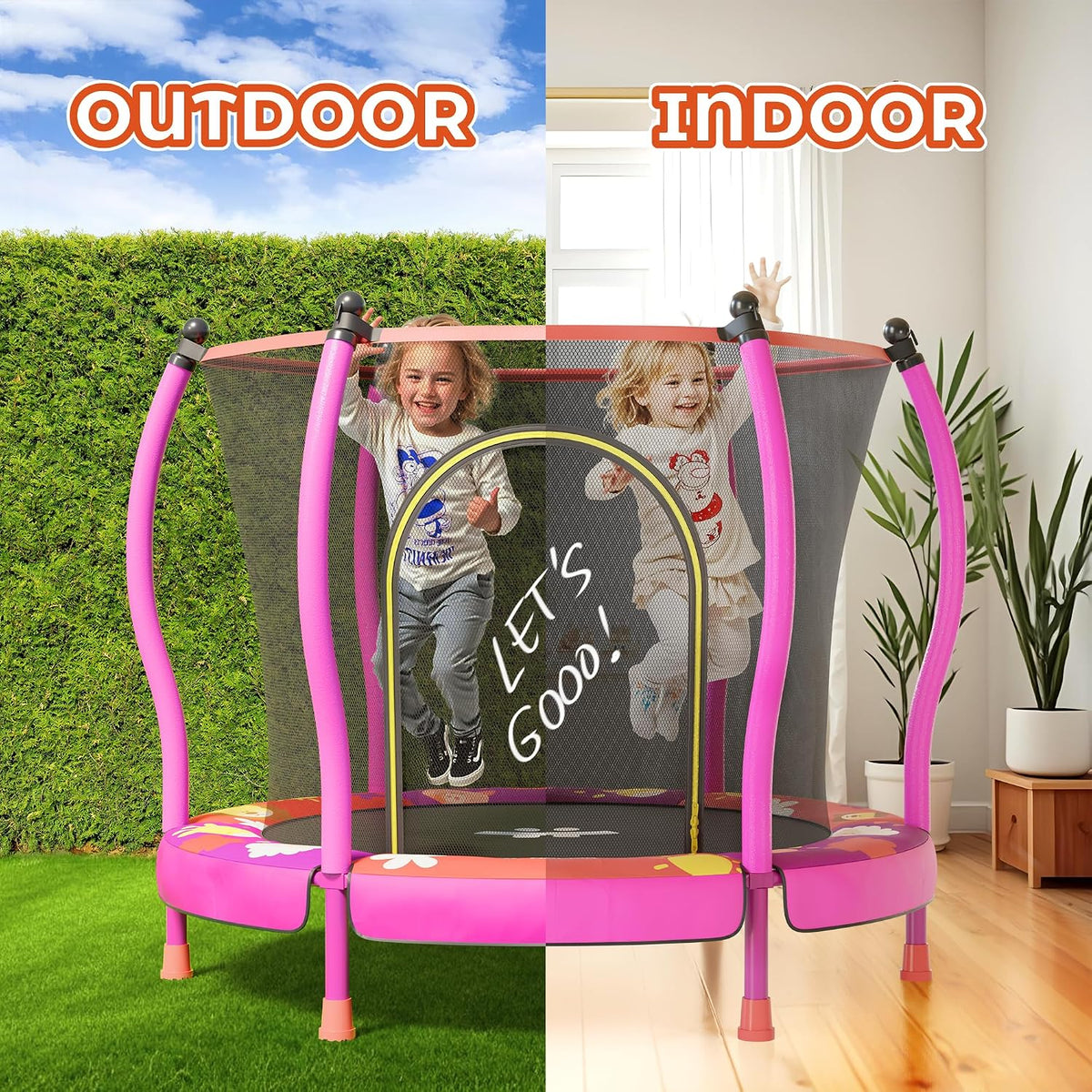Happin 55’’ Trampoline for kids Safety Enclosure - Pink / Classic - image 4
