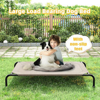 Simple Trending Raised Bed for Large Dog, Waterproof L Pet Cot, Breathable Big Bed Load 300lb, Brown