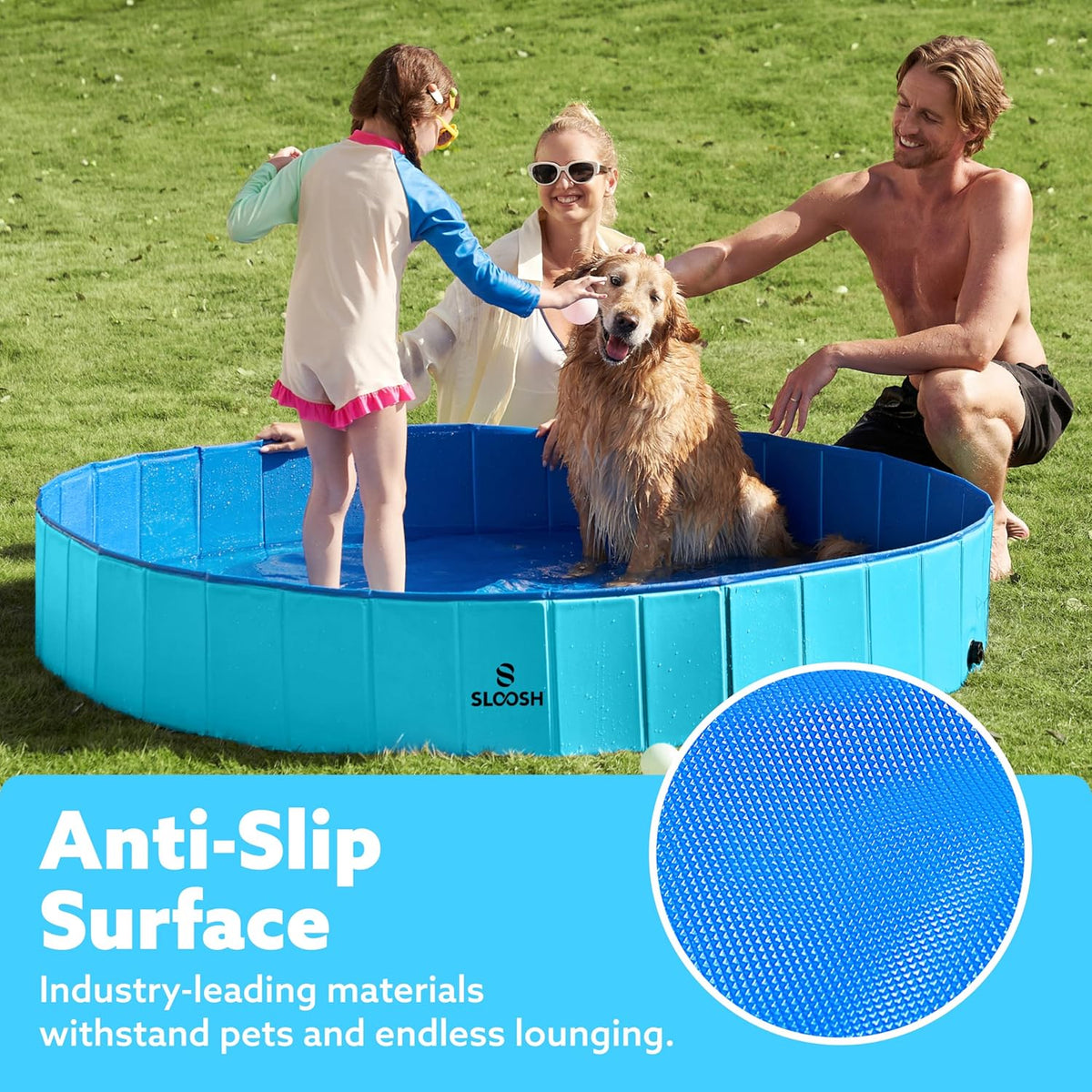 SLOOSH Foldable Dog Kiddie Pool - Blue / 71" x 12" - image 3