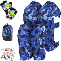 Soft-Style Kids Knee and Elbow Pads with Bike Gloves - Small / (2nd Gen) Ocean Camo