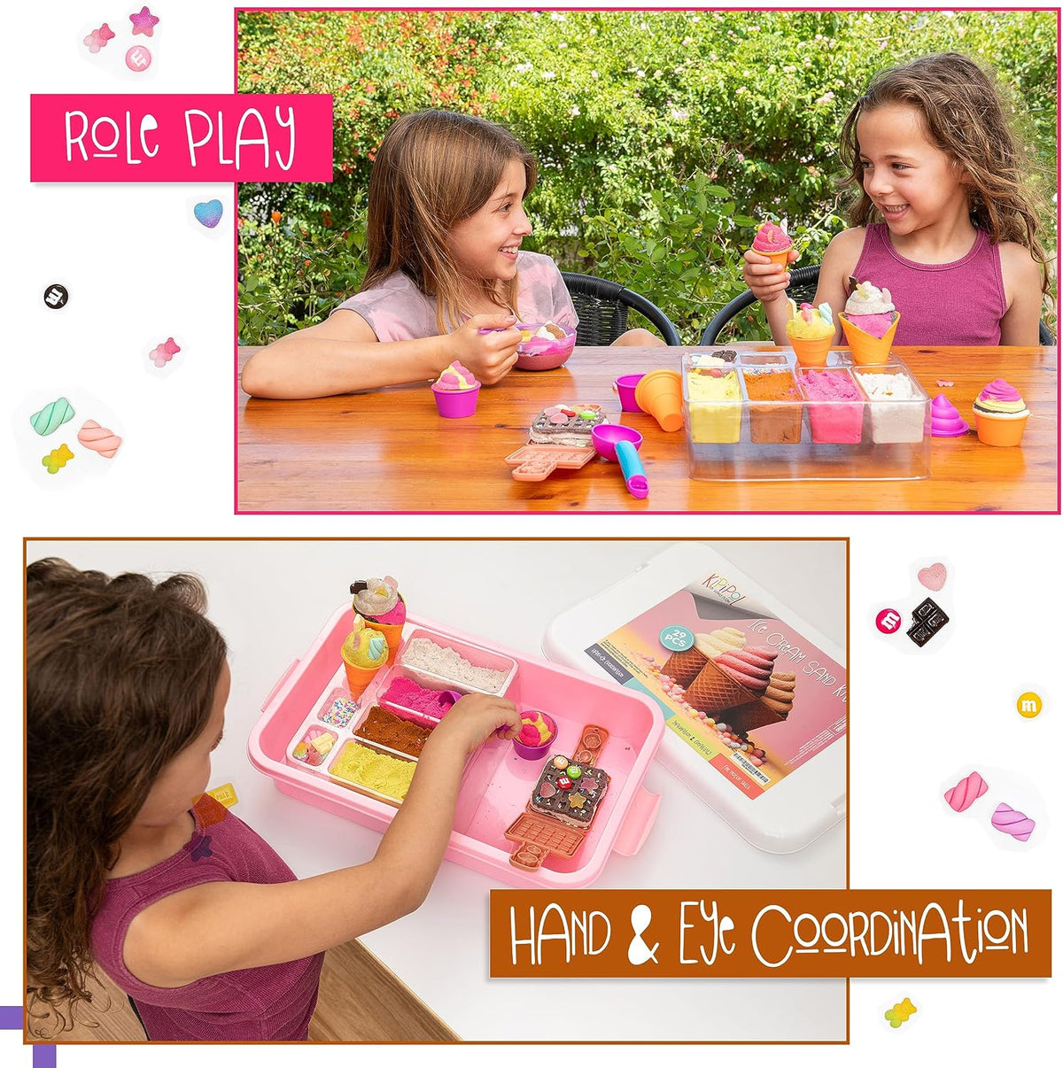Kipipol Unicorn Sensory Bin for Toddlers 3-4 - Ice Cream Sand Kit - image 4