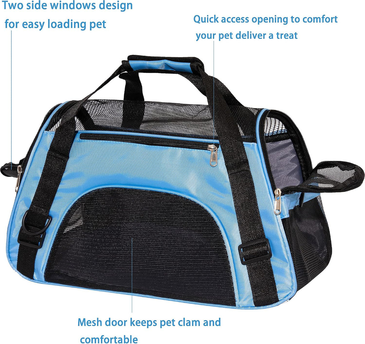 MuchL Cat Carrier for Cats Soft-Sided Travel Pat Carrier for Cat - Medium-Blue - image 4