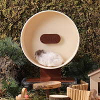 Quiet Hamster Wheel 10.2 Inch Dual-Bearings Silent Small Animals Running Exercise Wheel Height Adjustable for Syrian Hamsters, Gerbils, Rats, or Other Small Pets, Mousse White