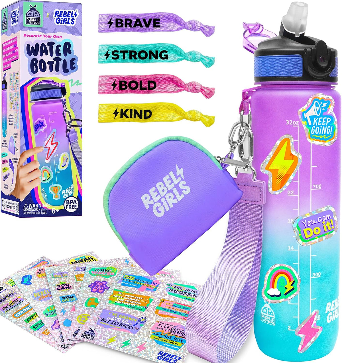 Decorate Your Own Water Bottle Kit for Girls - WB by Rebel Girls