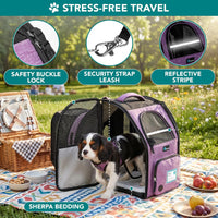 PetAmi Expandable Dog Cat Backpack Carrier, Airline Approved - 12.5"L x 10.2"W x 16.3"H / Purple - image 4