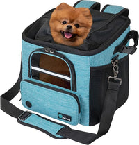 PetAmi Dog Bike Basket, Soft-Sided Ventilated Dog Bike Carrier Backpack, Pet Bicycle Basket for Bike Handlebar, Small Medium Puppy Cat Kitten Car Booster Seat with Safety Strap, Max 18 lbs, Blue