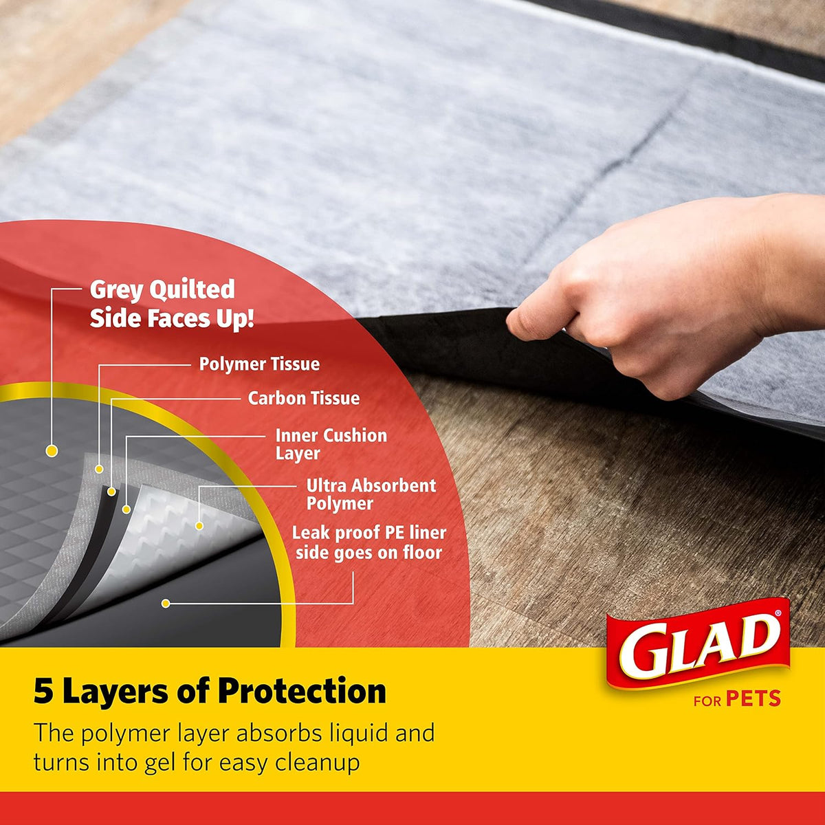 Glad for Pets, Activated Carbon Disposable, Dog Pee Pads - Large / 150.0 - image 2
