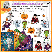 LINAYE make your own Halloween stickers, 60 sheets with ghost, witch and vampire parts - view 14