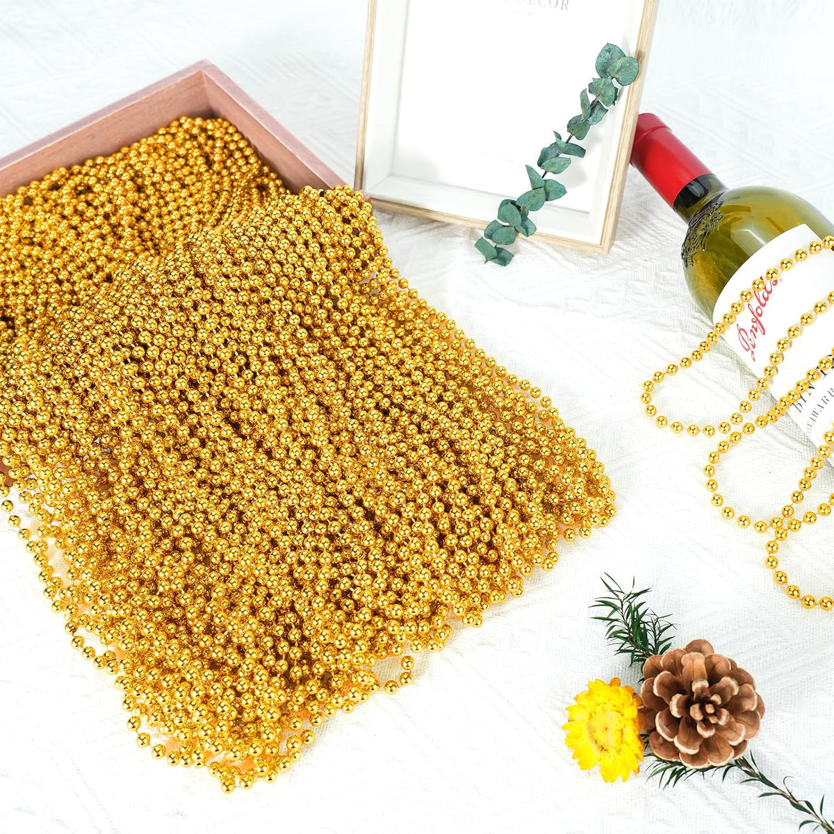 SHAOQINLIN 12 PCS Gold Bead Necklace - Gold - image 3