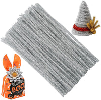 Pipe Cleaners Craft Supplies - 30CM / Glitter Silver / 100