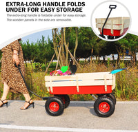 Sanch Ancha red steel and wood utility wagon with 10 inch air tires - view 7