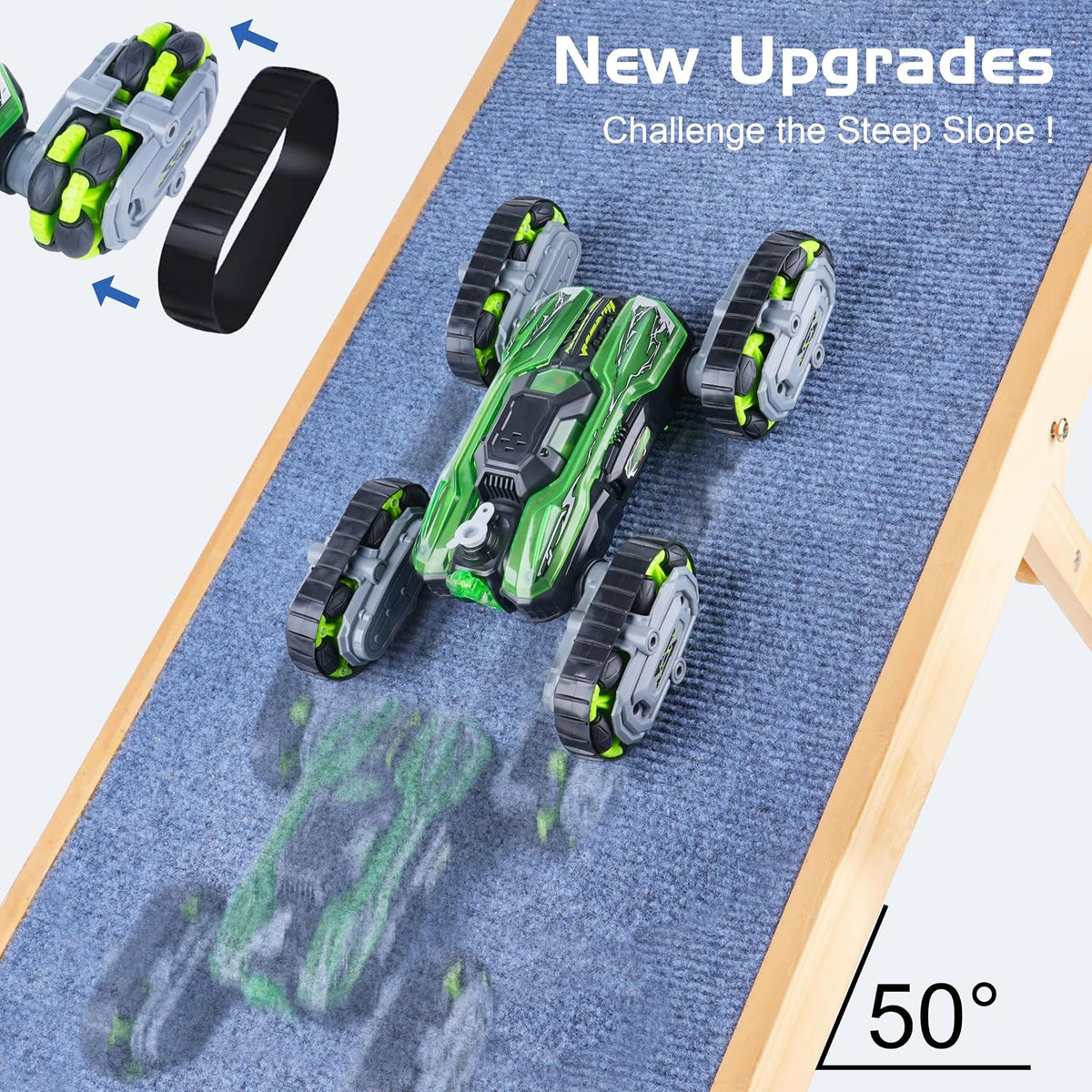 NEXBOX Cool 8 Wheels Hand Controlled rc Stunt Car Toys - Green - image 4
