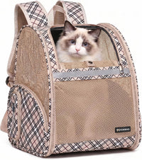 Cat Backpack Carrier for Small Dogs and Medium cat Puppy Kitten Bunny - Khaki / 12.9"L x 10.6"W x 15.5"H